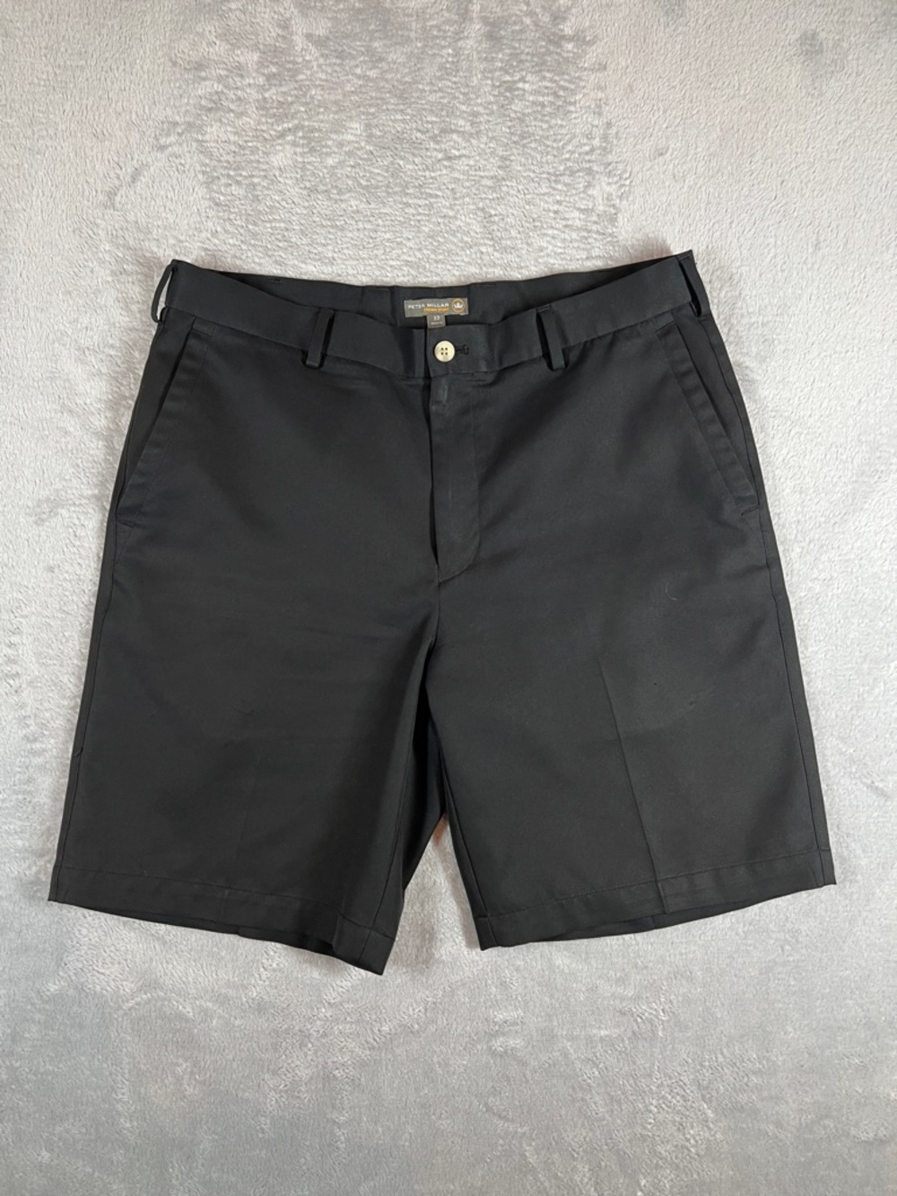 Peter Millar Black Flat-Front Chino Shorts
